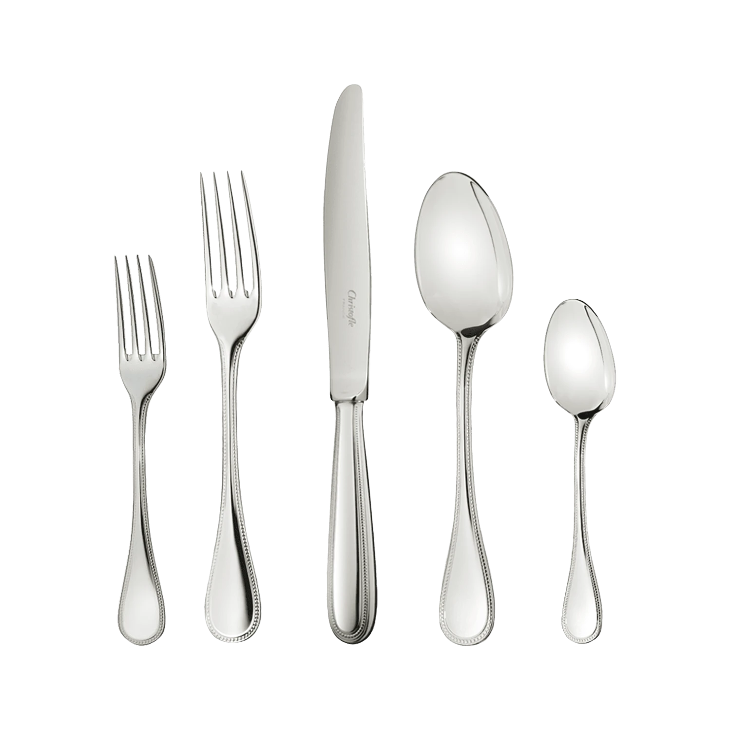 Christofle Steel Perles 5-Piece Stainless Steel Flatware Set 1 Christofle Steel Perles 5-Piece Stainless Steel Flatware Set