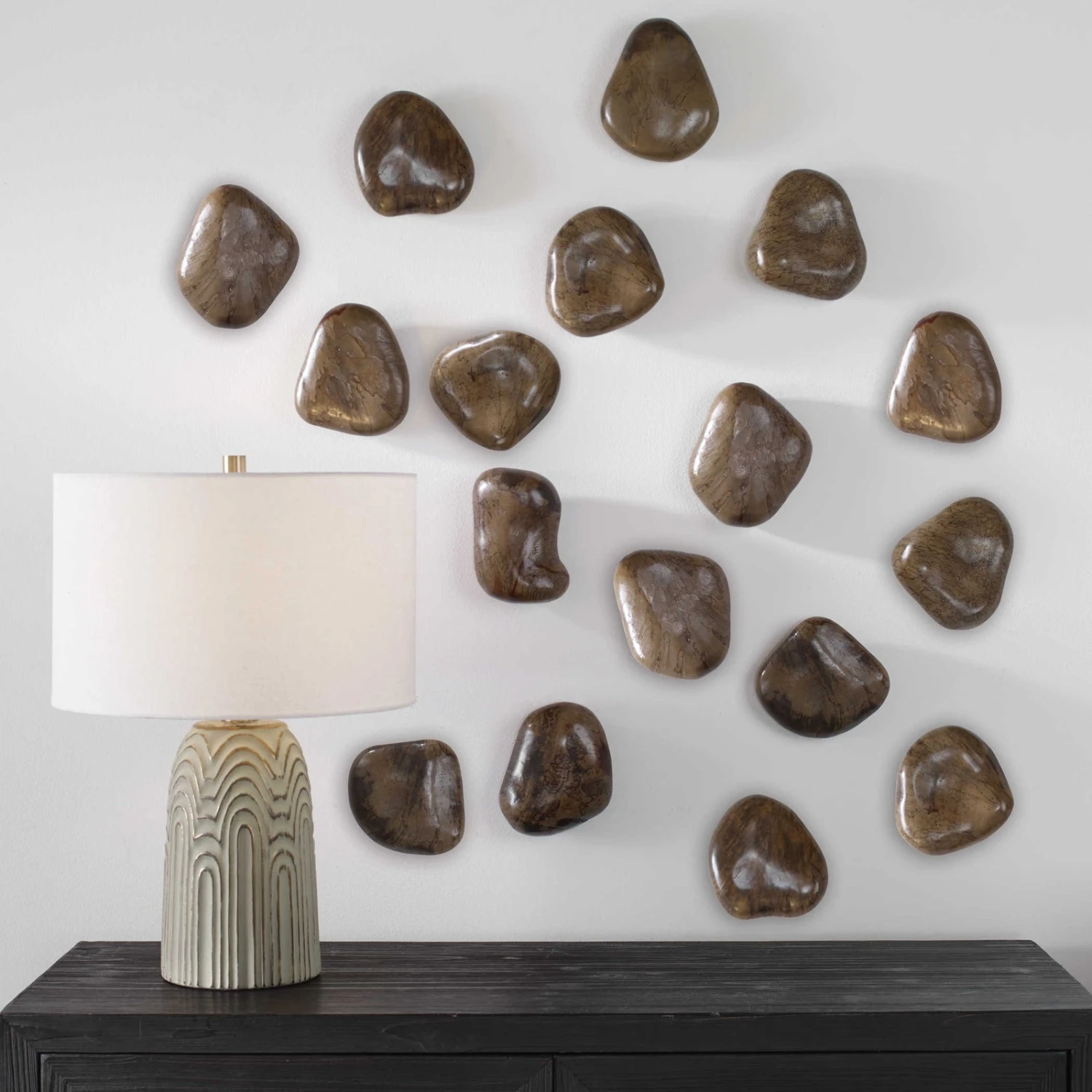 Uttermost Pebbles Wood Wall Decor - Set Of 9 2 Uttermost Pebbles Wood Wall Decor - Set Of 9 - Image 2