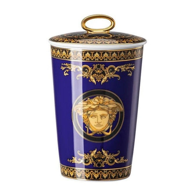 Versace Medusa Blue Scented Votive With Lid 1 Versace Medusa Blue Scented Votive With Lid