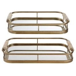 Uttermost Rosea Brushed Gold Trays - Set Of 2