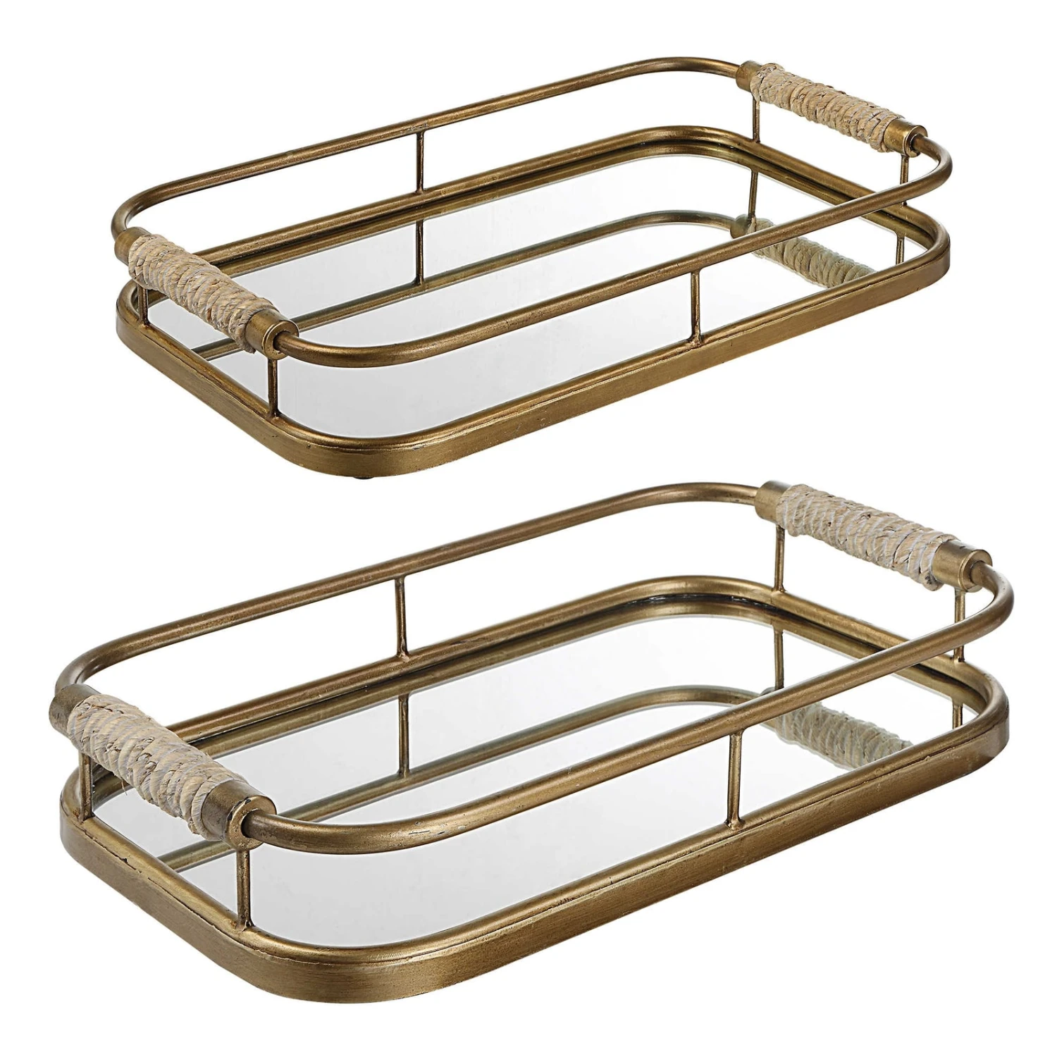 Uttermost Rosea Brushed Gold Trays - Set Of 2 2 Uttermost Rosea Brushed Gold Trays - Set Of 2 - Image 2