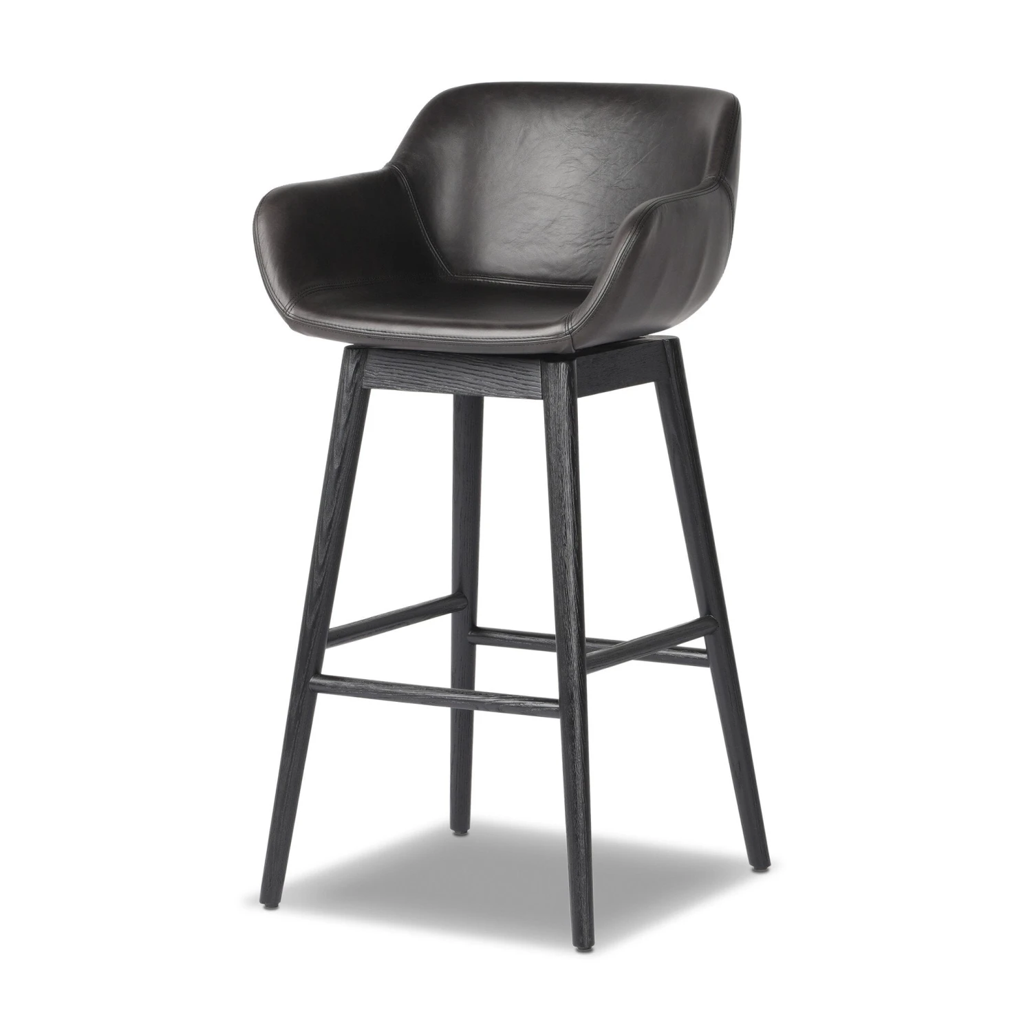 Four Hands Hannah Swivel Bar + Counter Stool Sonoma Black 1 Four Hands Hannah Swivel Bar + Counter Stool Sonoma Black