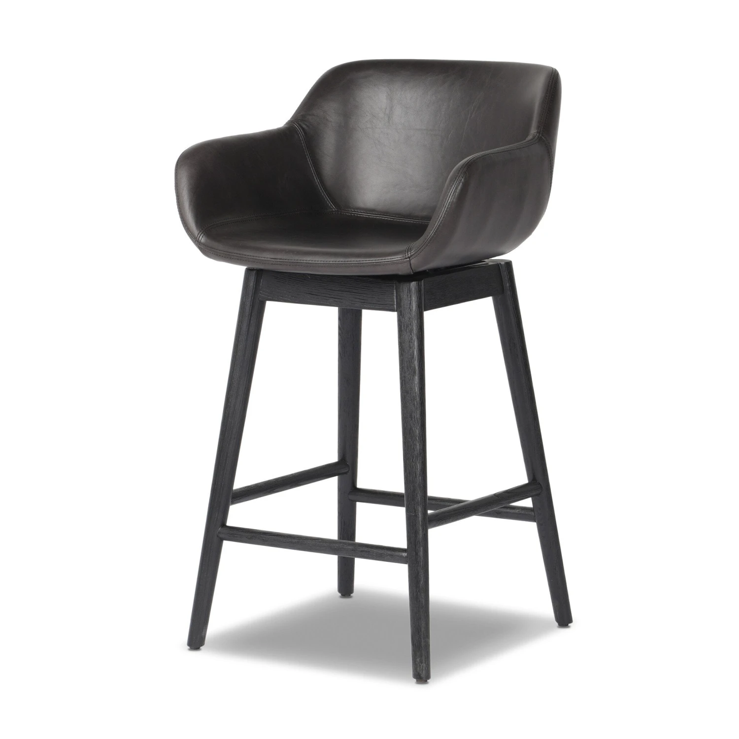 Four Hands Hannah Swivel Bar + Counter Stool Sonoma Black 2 Four Hands Hannah Swivel Bar + Counter Stool Sonoma Black - Image 2