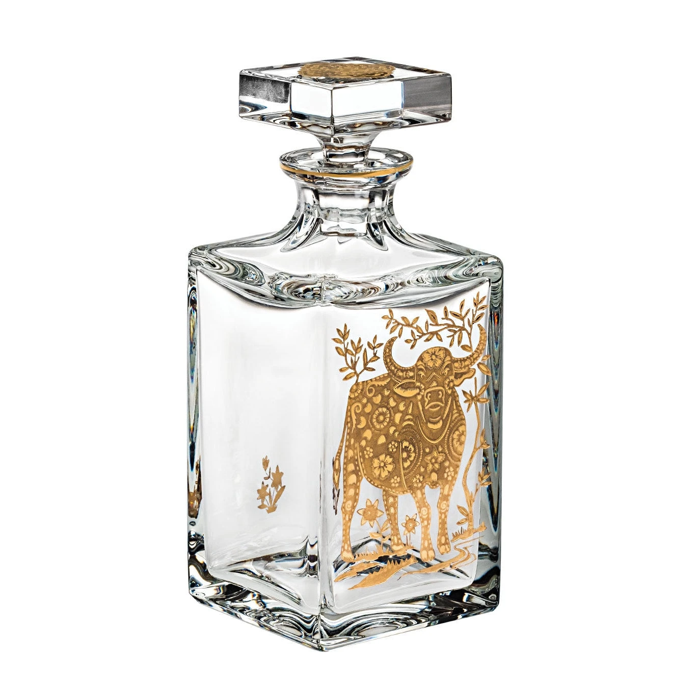 Vista Alegre Golden Whisky Decanter With Gold Ox 1 Vista Alegre Golden Whisky Decanter With Gold Ox