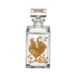 Vista Alegre Golden Whisky Decanter With Gold Rooster