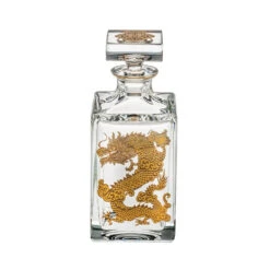 Vista Alegre Golden Whisky Decanter With Gold Dragon