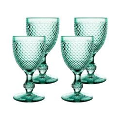Vista Alegre Bicos Green Water Goblets Mint Green - Set Of 4