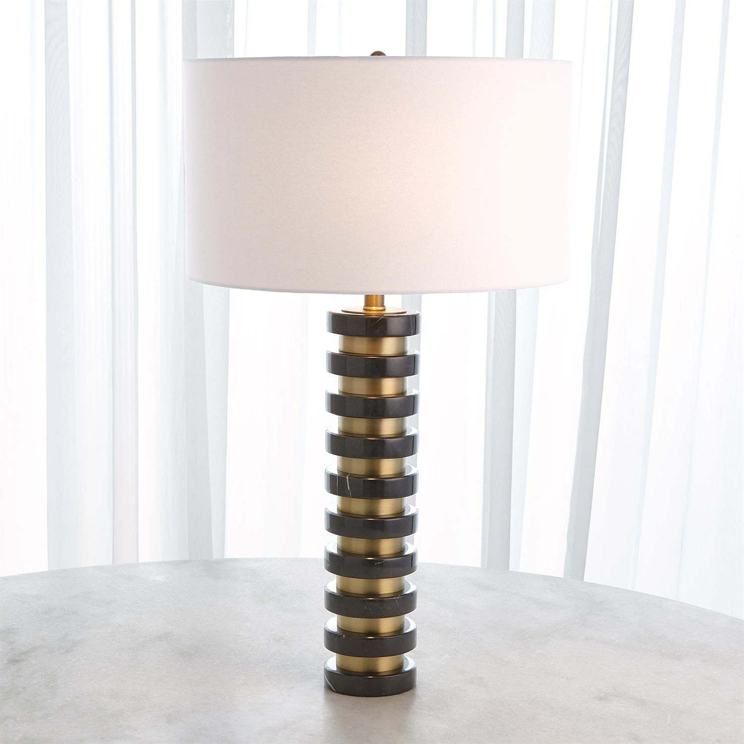 Global Views Marble Stack Lamp - Black 1 Global Views Marble Stack Lamp - Black