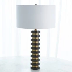 Global Views Marble Stack Lamp - Black 10 Global Views Marble Stack Lamp - Black -Grayson-Living 56743