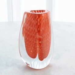 Global Views Triangular Bubbled Vase - Orange -Grayson-Living 56917