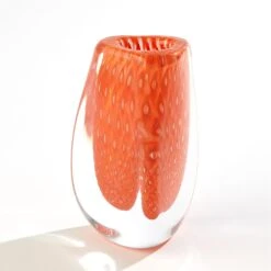 Global Views Triangular Bubbled Vase - Orange -Grayson-Living 58922