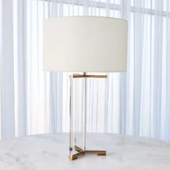 Global Views Y Table Lamp - Antique Brass -Grayson-Living 61189
