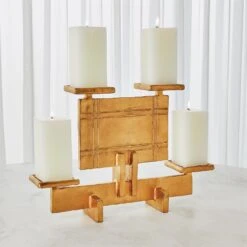 Global Views Industrial Era Candleholder - Gold DSC