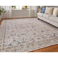 Feizy Pasha 39M4F Transitional Ikat In Ivory/Blue/Red -Grayson-Living 69940c35e6b8c78d1c879da2f75be53f1eeaea66