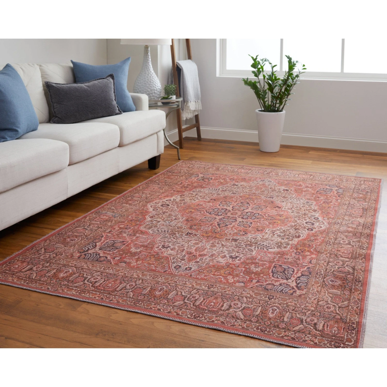 Feizy Rawlins 39HNF Transitional Medallion In Red/Tan/Pink 3 Feizy Rawlins 39HNF Transitional Medallion In Red/Tan/Pink - Image 3