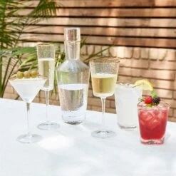 Global Views Hammered Martini Glasses With Gold Rim - Set Of 4 -Grayson-Living 70598