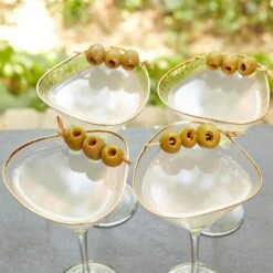 Global Views Hammered Martini Glasses With Gold Rim - Set Of 4 -Grayson-Living 70626