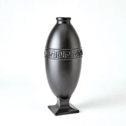 Global Views Greek Key Vase & Bowl - Black -Grayson-Living 71108