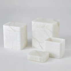 Global Views Raggio Alabaster Box - White 27 Global Views Raggio Alabaster Box - White -Grayson-Living 72044