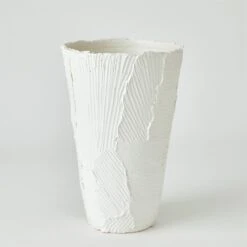 Global Views Chip Bowl & Vases - Matte White -Grayson-Living 72125