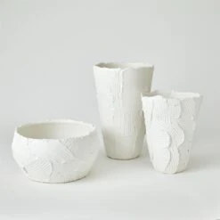 Global Views Chip Bowl & Vases - Matte White -Grayson-Living 72126
