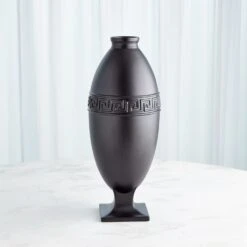 Global Views Greek Key Vase & Bowl - Black -Grayson-Living 72724
