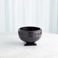 Global Views Greek Key Vase & Bowl - Black -Grayson-Living 72726