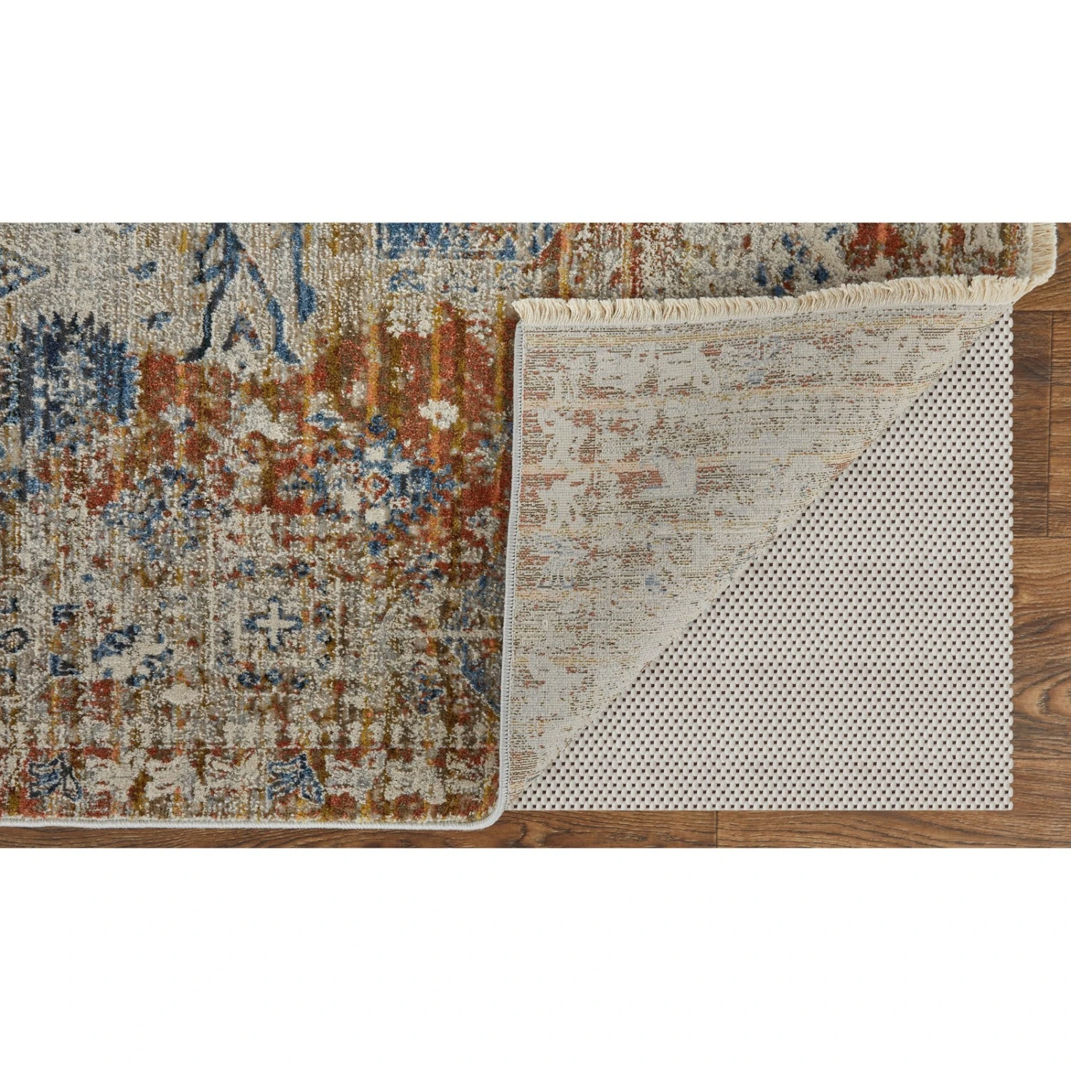 Feizy Kaia 39HWF Transitional Medallion In Ivory/Orange/Blue 6 Feizy Kaia 39HWF Transitional Medallion In Ivory/Orange/Blue - Image 6