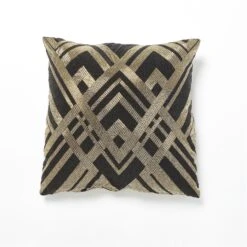 Global Views Woven Lines Pillow - Black/Gold DSC 5 Global Views Woven Lines Pillow - Black/Gold DSC -Grayson-Living 73292