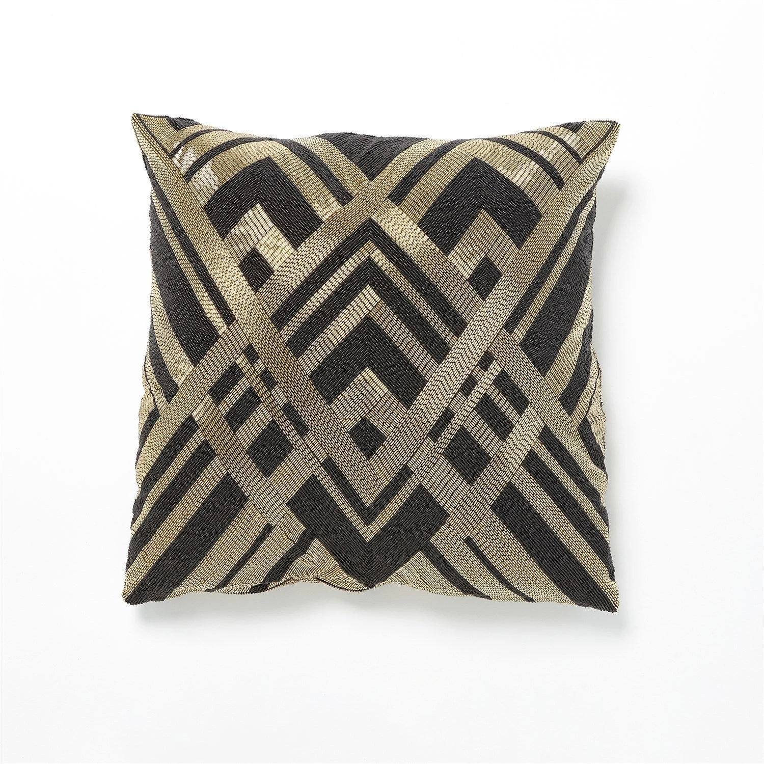Global Views Woven Lines Pillow - Black/Gold DSC 3 Global Views Woven Lines Pillow - Black/Gold DSC - Image 3