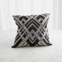 Global Views Woven Lines Pillow - Black/Silver DSC