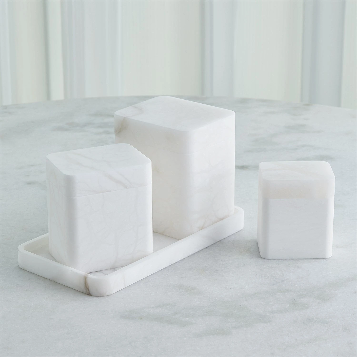 Global Views Raggio Alabaster Box - White 1 Global Views Raggio Alabaster Box - White