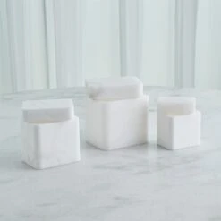 Global Views Raggio Alabaster Box - White 24 Global Views Raggio Alabaster Box - White -Grayson-Living 73724