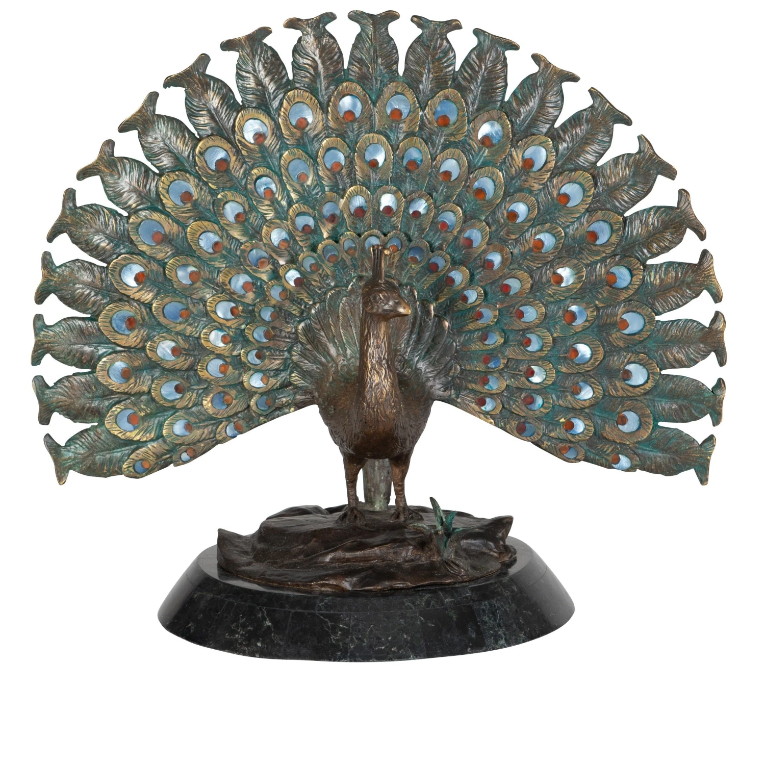 Maitland Smith Puffed Peacock Sculpture 2 Maitland Smith Puffed Peacock Sculpture - Image 2