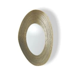 Global Views Saturn Mirror-Antique Gold-Med