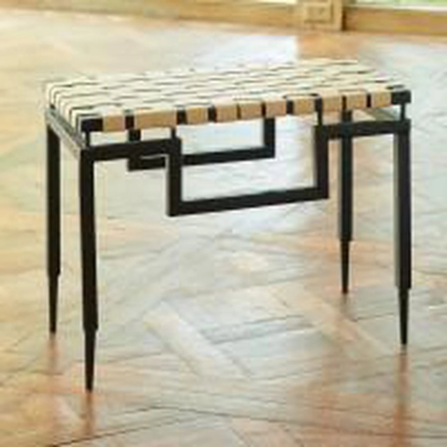 Global Views Iron/Leather Bench 2 Global Views Iron/Leather Bench - Image 2