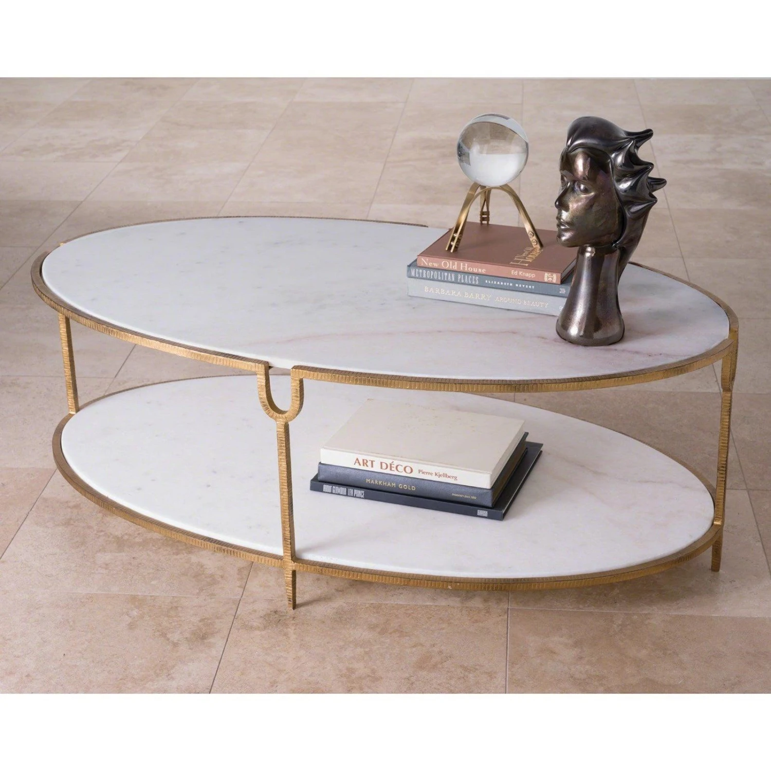 Global Views Iron And Stone Oval Coffee Table 1 Global Views Iron And Stone Oval Coffee Table