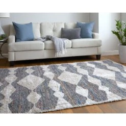 Feizy Mynka 39IFF Transitional Diamond In Tan/Ivory/Blue -Grayson-Living 94996067daa6203fbe90896274c4fe760468f488