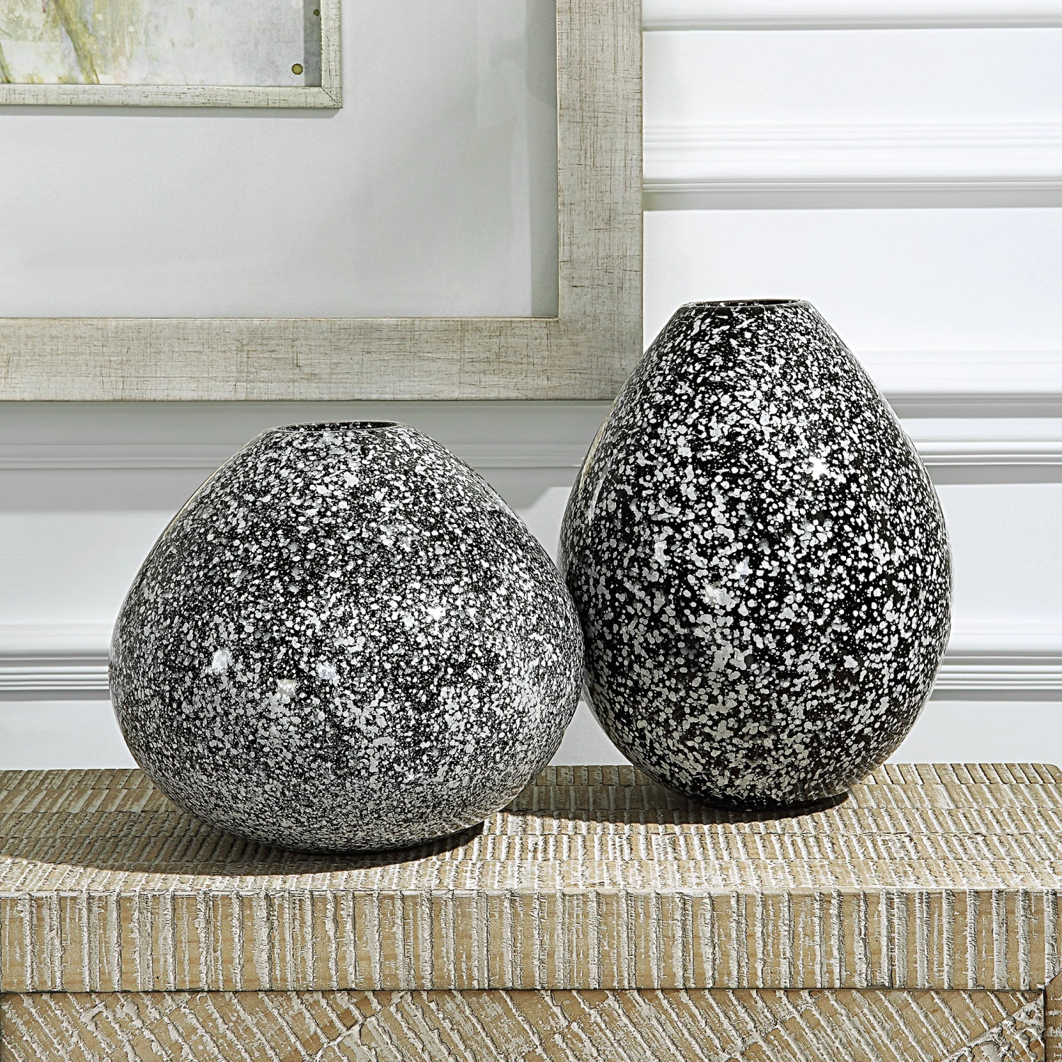 Uttermost Cosmic Black & White Vases - Set Of 2 3 Uttermost Cosmic Black & White Vases - Set Of 2 - Image 3