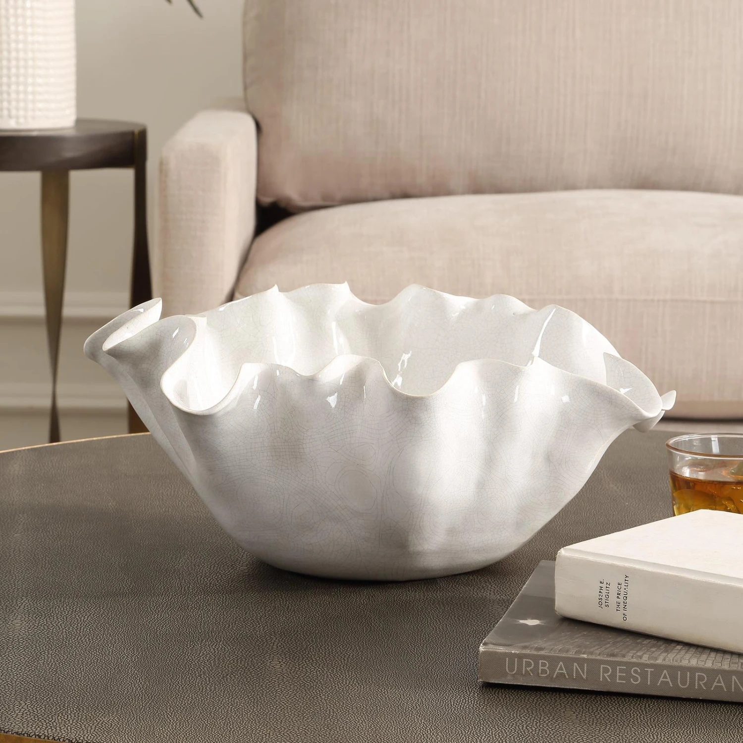 Uttermost Ruffle White Bloom Bowl 3 Uttermost Ruffle White Bloom Bowl - Image 3