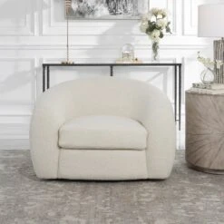 Uttermost Capra Art Deco White Swivel Chair 11 Uttermost Capra Art Deco White Swivel Chair -Grayson-Living FURN 4125 23747 A