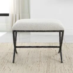 Uttermost Brisby Gray Fabric Small Bench 10 Uttermost Brisby Gray Fabric Small Bench -Grayson-Living FURN 4128 23750 A