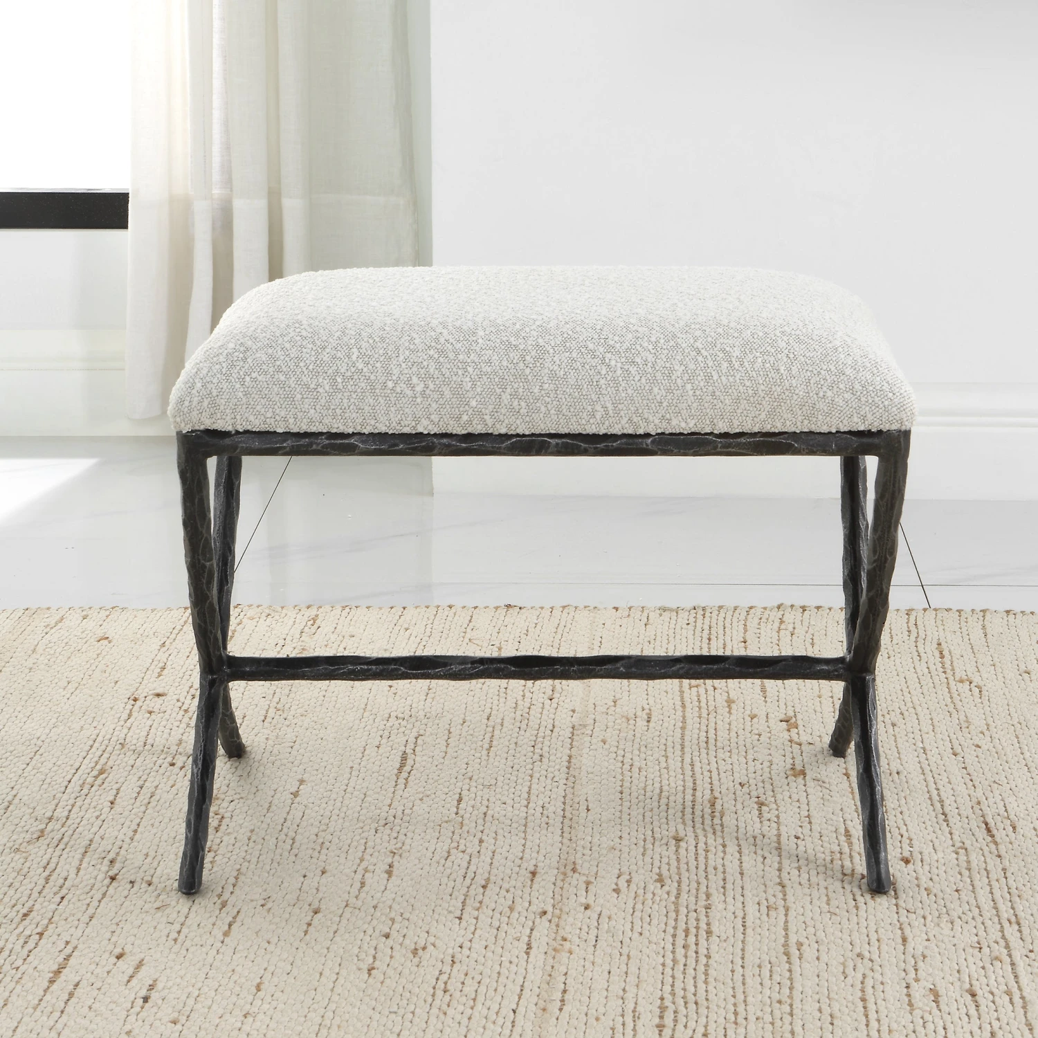 Uttermost Brisby Gray Fabric Small Bench 4 Uttermost Brisby Gray Fabric Small Bench - Image 4