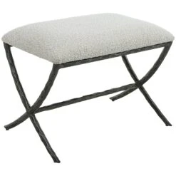 Uttermost Brisby Gray Fabric Small Bench 11 Uttermost Brisby Gray Fabric Small Bench -Grayson-Living FURN 4128 23750 A1 ANGLE