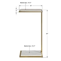 Uttermost Elevate White Marble Drink Table -Grayson-Living FURN 4250 22943 dims