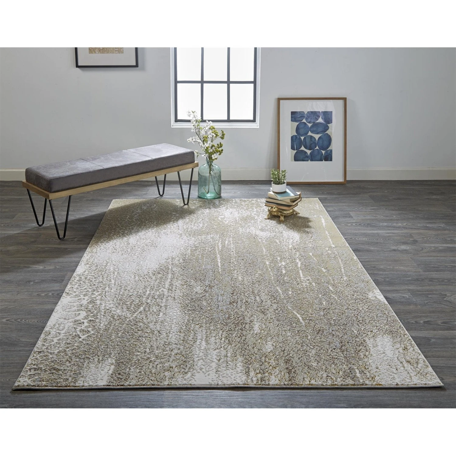 Feizy Aura 3739F Rug In Ivory / Gold 3 Feizy Aura 3739F Rug In Ivory / Gold - Image 3