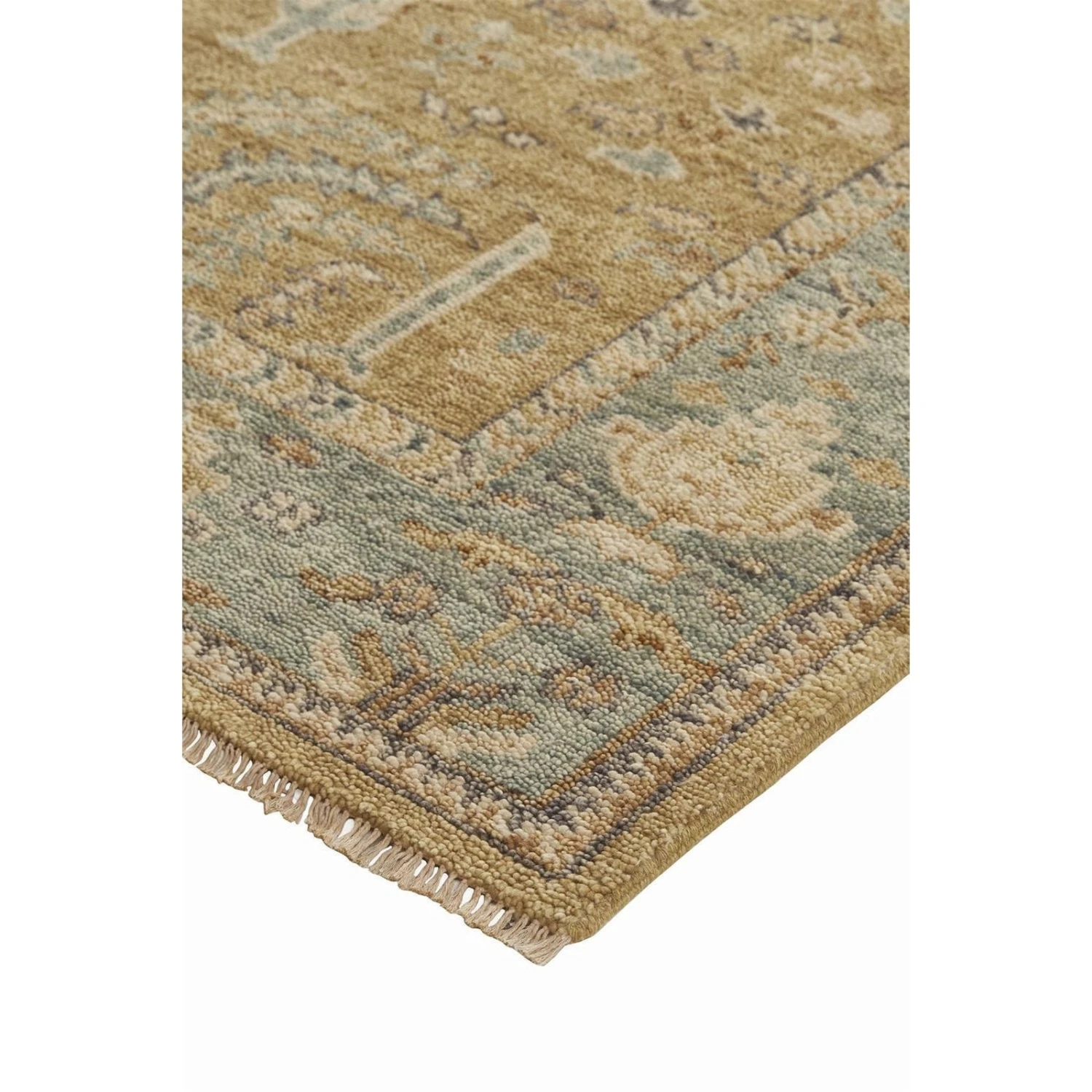 Feizy Carrington 6501F Rug In Gold / Light Blue 3 Feizy Carrington 6501F Rug In Gold / Light Blue - Image 3
