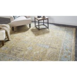 Feizy Carrington 6501F Rug In Gold / Light Blue 9 Feizy Carrington 6501F Rug In Gold / Light Blue -Grayson-Living Feizy Carrington 6501F in Gold Light Blue 5