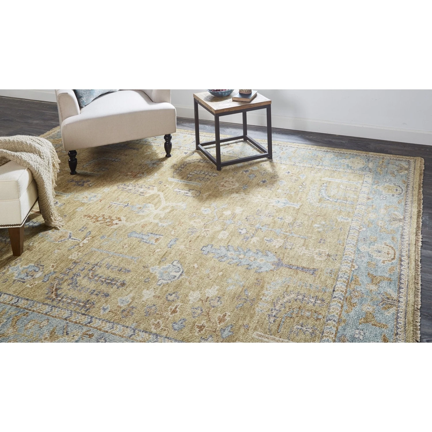 Feizy Carrington 6501F Rug In Gold / Light Blue 5 Feizy Carrington 6501F Rug In Gold / Light Blue - Image 5