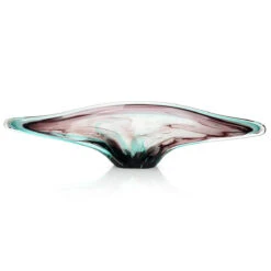 John Richard Eggplant Purple And Turquoise Handblown Glass Sculpture I